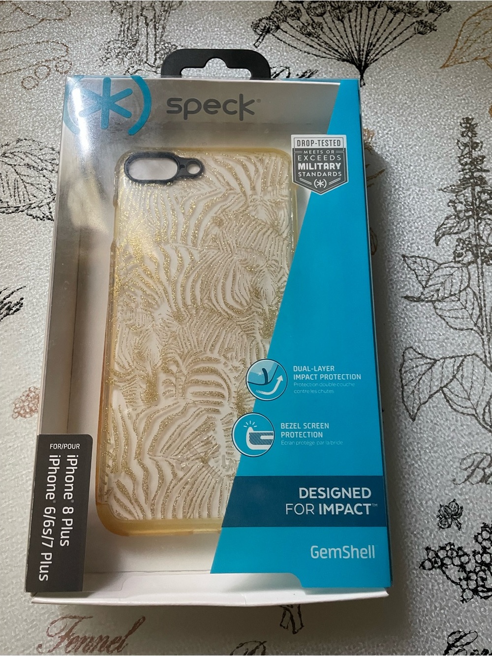 Speck iPhone 8 Plus Case - Gold and White Zebra print